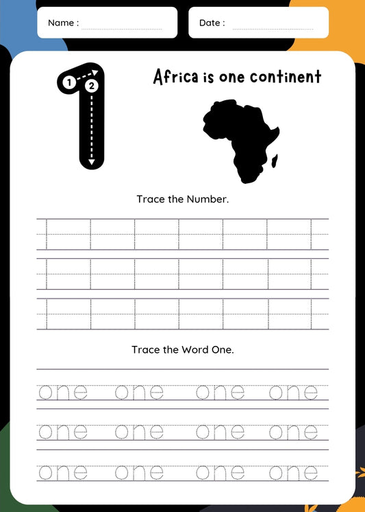 Number Wun (1) Bilingual Worksheet