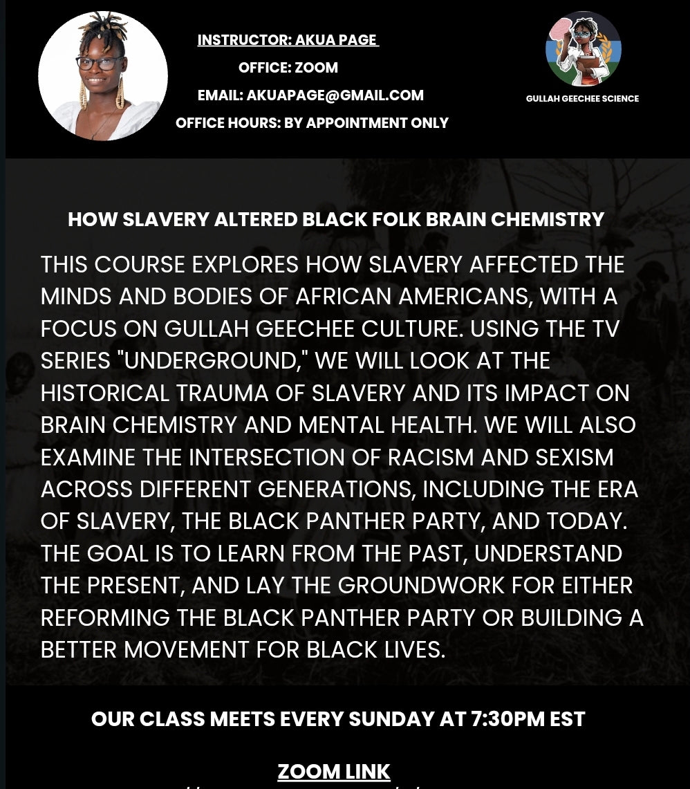 How Slavery Altered Black folk Brain Chemistry: Gullah Geechee E-Course Access